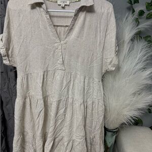 Umgee Light Tan V-Neck Blouse